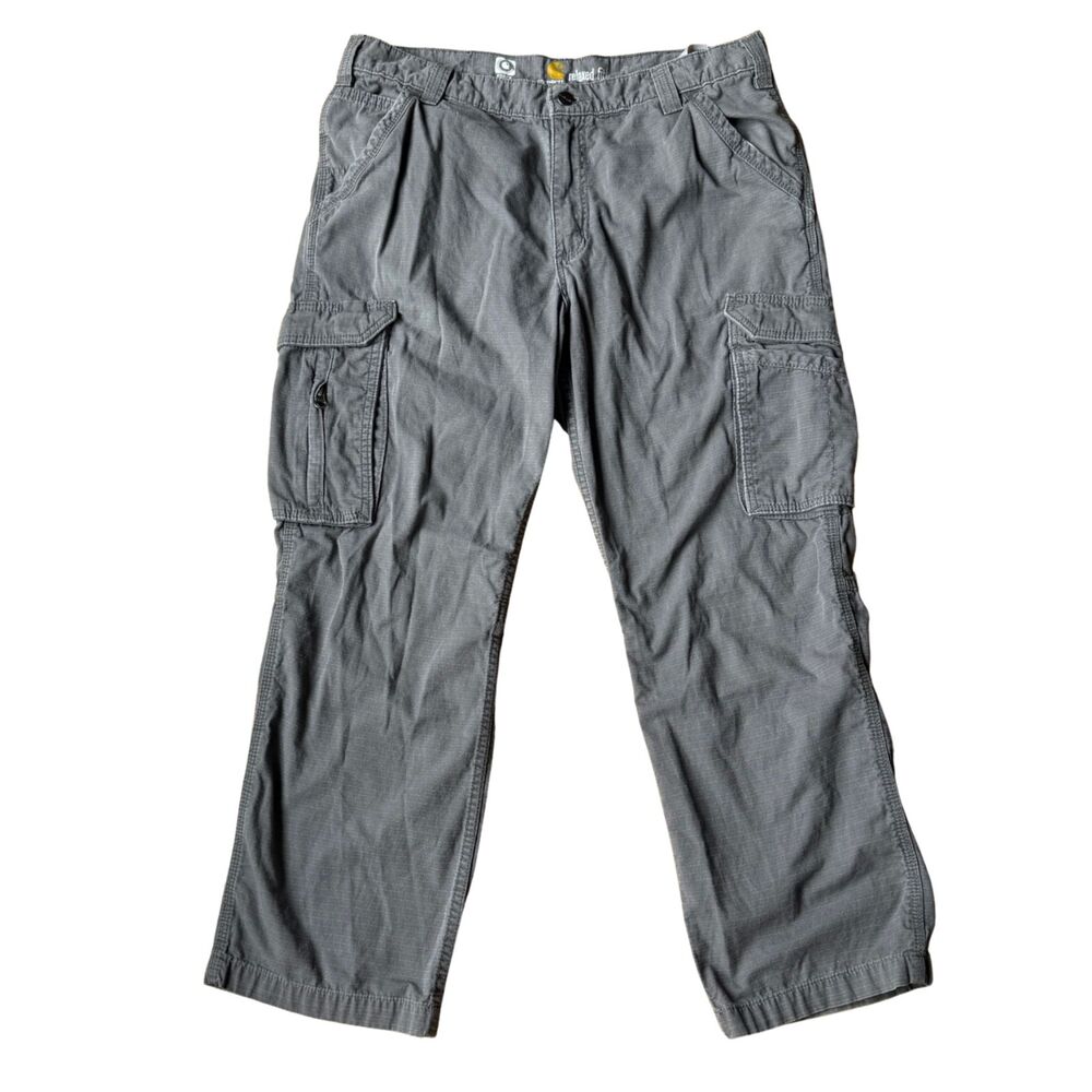 Carhartt Gray Relaxed Fit Force Utility Cargo Pants 36x30 Ripstop 101148-039